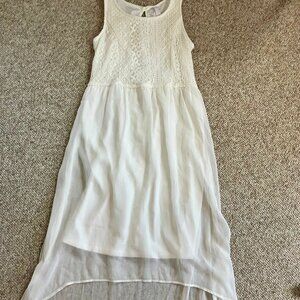 Xhilaration Girls White Long Dress Girls 14 15 16 XL Assymetric Skirt Lace